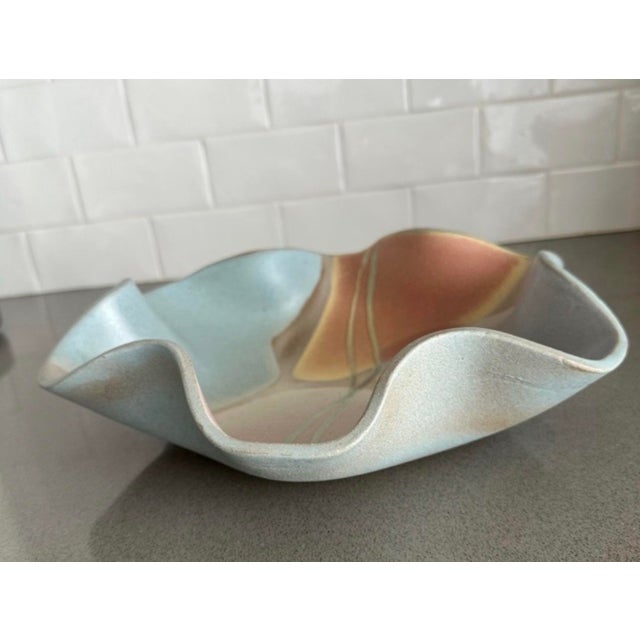 1980s Carol McFarlan Postmodern Ceramic Stoneware Centerpiece Bowl 12” Signed For Sale - Image 4 of 12