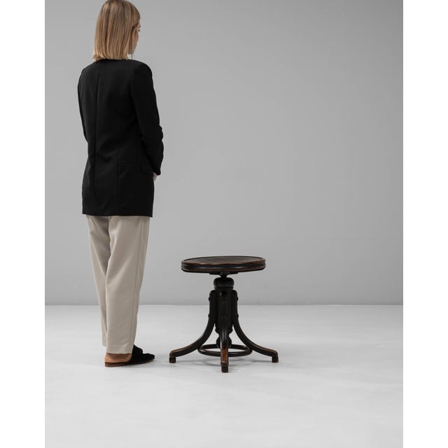 1920s Austrian Industrial Wooden Swivel Stool For Sale - Image 17 of 18