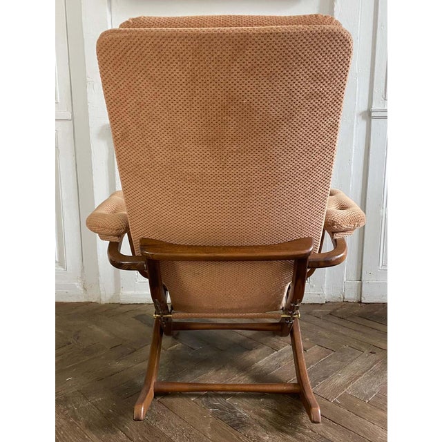 Vintage Wood and Velvet Folding Armchair, 1970s For Sale - Image 6 of 18