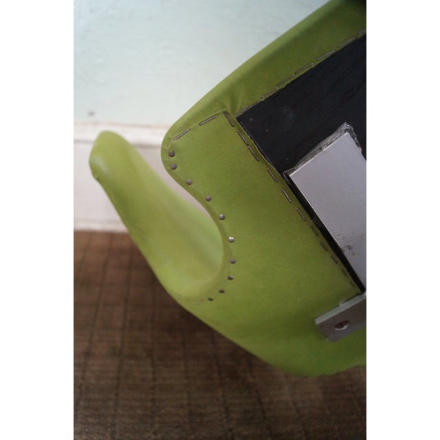 Green Mid-Century Chrome Pedestal Side Chair For Sale - Image 8 of 10