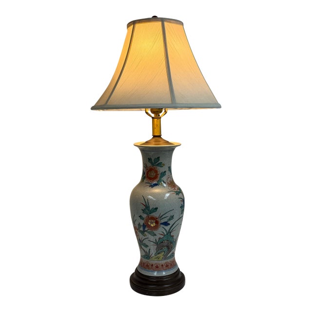 Late 20th Century Aladin Lamps & Shades Floral Porcelain Table Lamp For Sale
