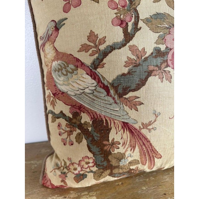 Floral Printed Linen Pillow, Chinoiserie Style, England, New Design For Sale - Image 4 of 8