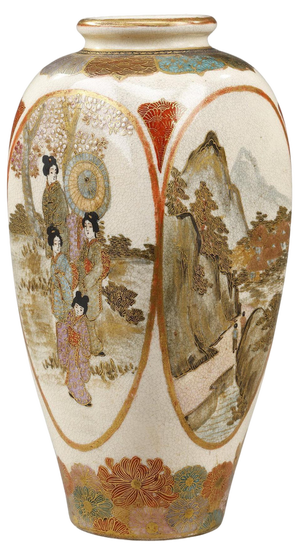 Meiji Period Satsuma Porcelain Vase, Japan, 1890s