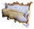 Grand French Louis XV Three-Seat Sofa With Floral Upholstery & Hand-Carved Gold Leaf Frame For Sale