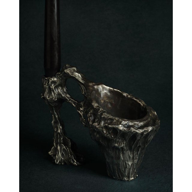 Contemporary Omnia Vanitas Vanité 23 Candelabra in Patinated Cast Bronze by William Guillon For Sale - Image 3 of 11