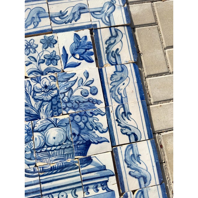 Antique 18th Century Portuguese Blue & White Abundance Basket Tile Panel For Sale - Image 11 of 16
