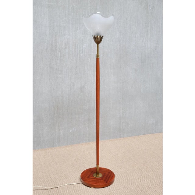 Vintage Swedish Floor Lamp in Mahogany by Carl Fagerlund for Orrefors, 1950s For Sale - Image 6 of 15