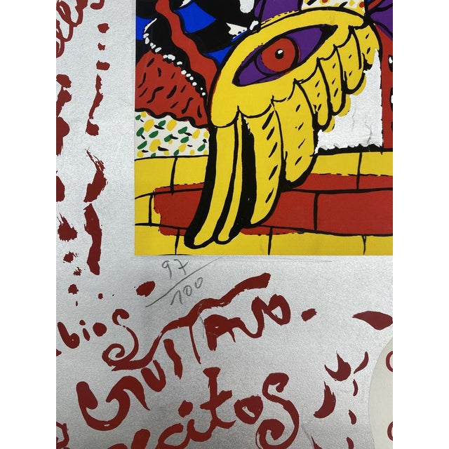 An exhibition poster * of the Spanish artist Gustavo (Gustavo Peñalver Vico) * On the silver metallic shimmering surface...