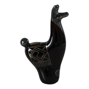 Vintage Copabella Peruvian Art Glass Llama Paperweight / 990 Silver Overlay