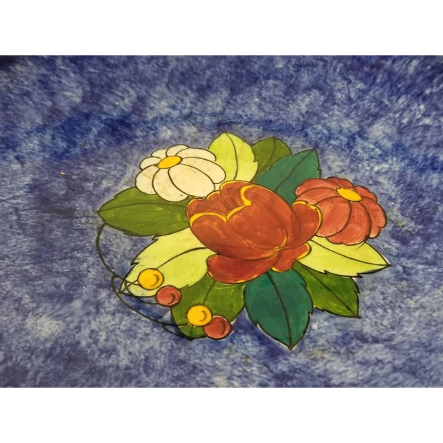 Blue 1920s Royal Winton Grimwades Byzanta Ware Pedestal Compote With 24k Gold Detail For Sale - Image 8 of 10