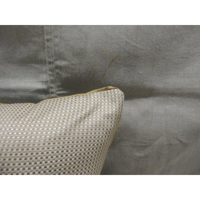 Traditional Antique Blue & Gold French Silk Embroidery Square Decorative Pillow For Sale - Image 3 of 8