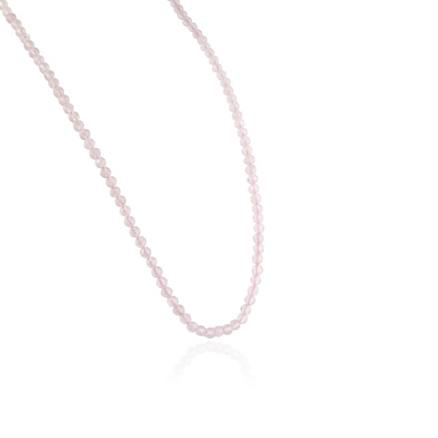Early 21st Century Art Deco Style Faceted 112 Ct Pink Rose Quartz Beaded Opera Length Necklace, 26" For Sale - Image 5 of 14