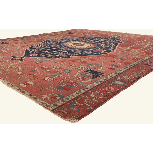 79760 Antique Persian Serapi Rug, 08'07 x 10'00. The Celestial Oasis: A Late 19th Century Persian Serapi Masterpiece of...