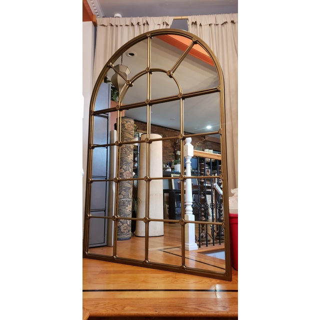 6 Ft X 4 Ft Mid 19th Century Arched Gold Floor Mirror With Grids Chairish