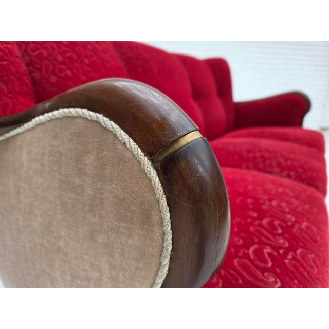 Danish 3-Seater Sofa in Red/Beige Furniture Wool, 1950s For Sale - Image 11 of 18