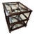 Attributed Theodore Alexander Glass and Wood 3 Shelf End Table For Sale