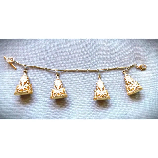 Vintage Art Deco Four Gold Fob Bracelet For Sale In New York - Image 6 of 10