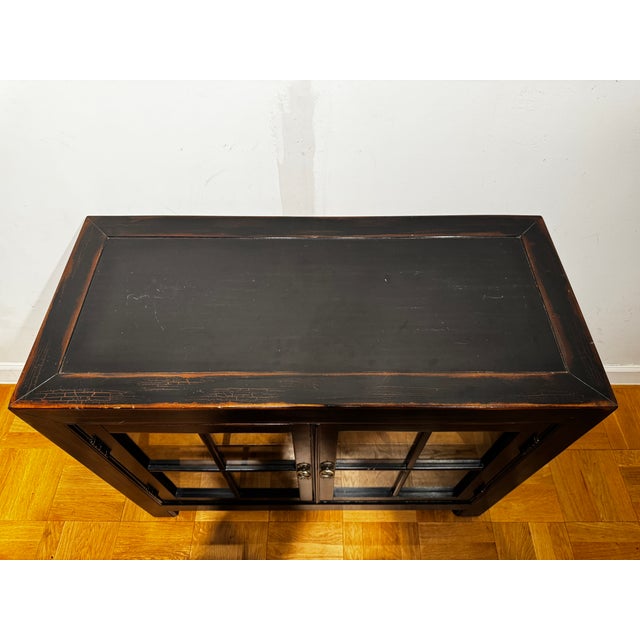 Wood Ethan Allen Ming Small Media Cabinet in Aged Ember Black, 2017 For Sale - Image 7 of 18