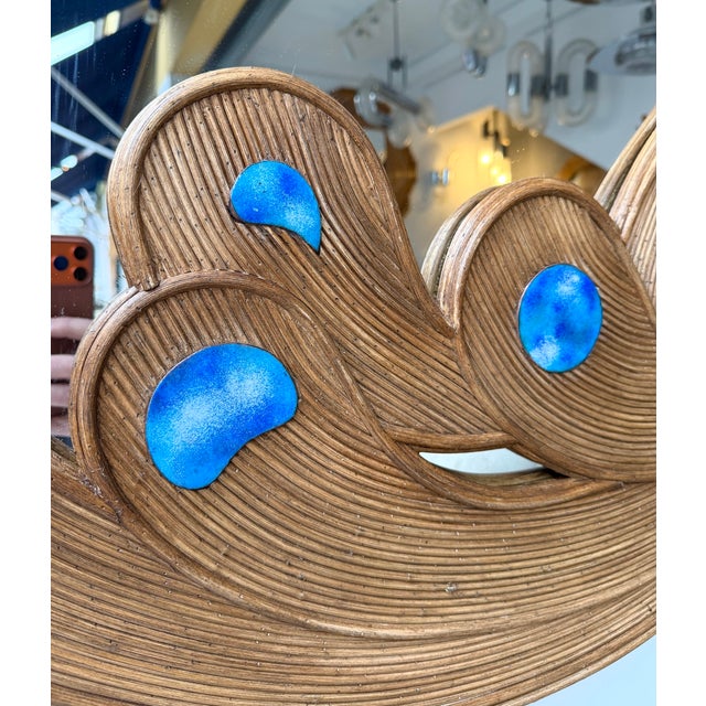 Contemporary Mirror Rattan Marquetry and Enamel Metal. Italy For Sale - Image 4 of 12