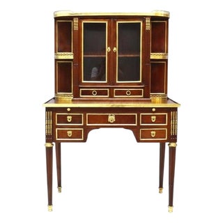 Louis XVI Style Lady’s Desk, Bonheur Du Jour; Mahogany, Ormolu & Marble; C1890 For Sale