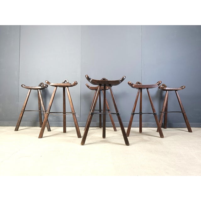 Mid-Century Modern Brutalist Bar Stools, 1960s, Set of 6 For Sale - Image 7 of 11