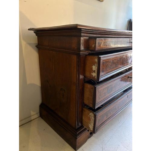 Brown Chest of Drawers with Maple and Walnut Burl Inlays, 17th Century For Sale - Image 8 of 10