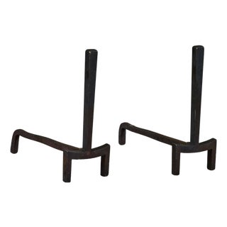Pair of Brass Andirons by Saarinen Swanson Group For Sale