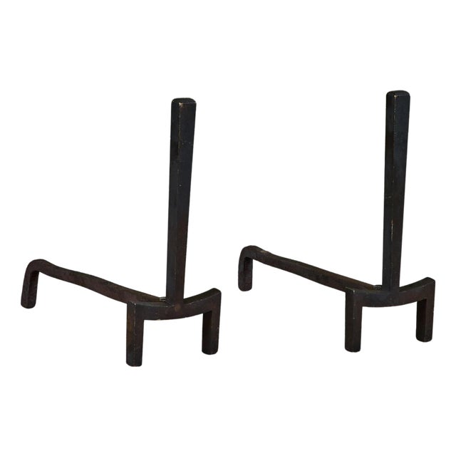 Pair of Brass Andirons by Saarinen Swanson Group For Sale