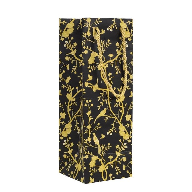 Chinoiserie Black and Gold Chinoserie Wine Bag, Set of 2 For Sale - Image 3 of 3