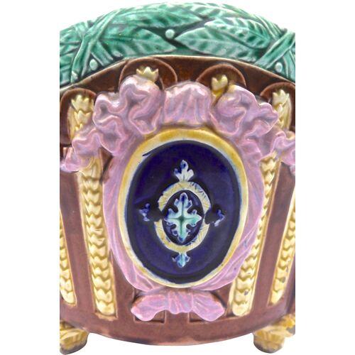 Large Antique Majolica Jardiniere For Sale - Image 4 of 5