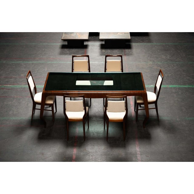 Extraordinary dining or desk table designed by Melchiorre Bega and manufactured by Vittorio Bega in Bologna, Italy in...