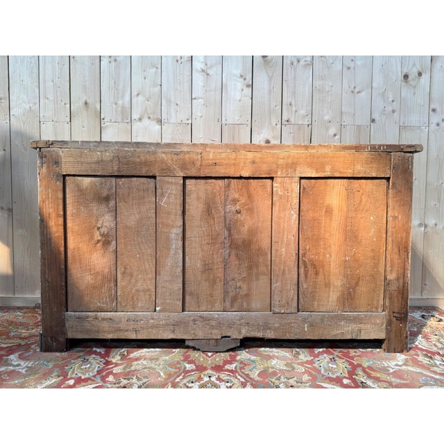 Wood Low Louis XIV Painted Wood and Faux Marble Sideboard with Plinth For Sale - Image 7 of 8