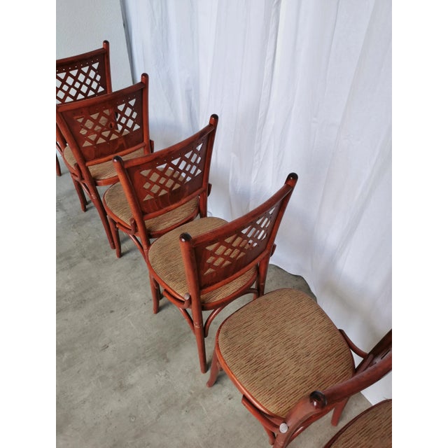 Brown Vintage Italian Bistro Chairs, 1980s, Set of 6 For Sale - Image 8 of 18