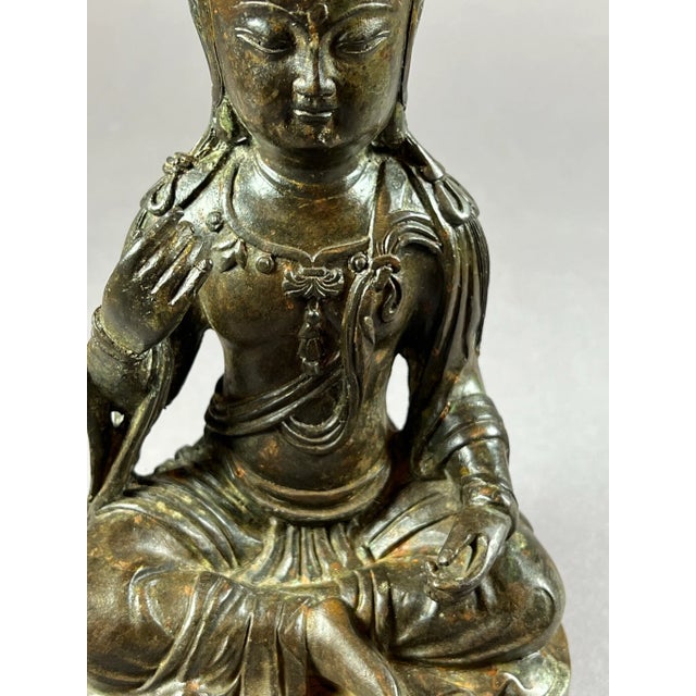 1920s Seated Bronze Bodhisattva For Sale - Image 11 of 13