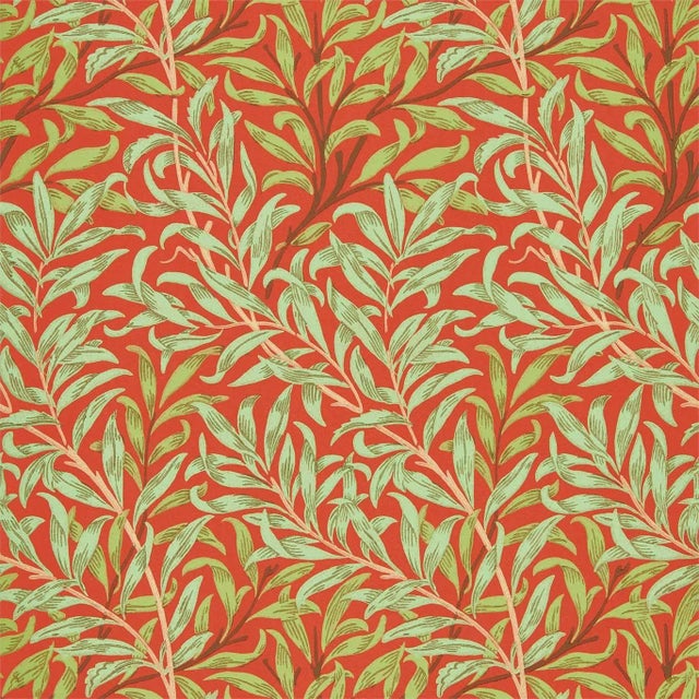 Morris & Co Willow Bough Wallpaper in Tomato/Olive For Sale