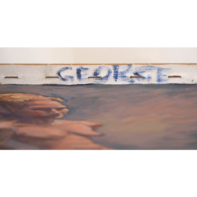 Textile Blonde Nude Leaning on a Stool in Oil by George Wishon For Sale - Image 7 of 8