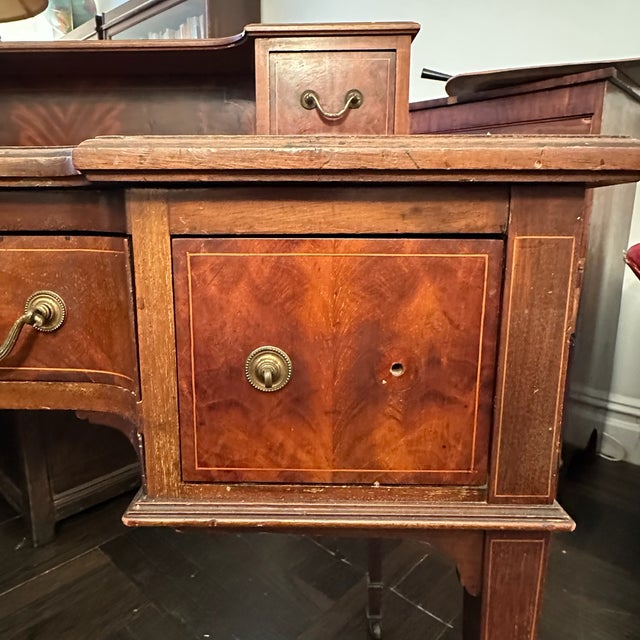 Early 20th Century Antique Edwardian Carlton House Desk in Tiger Maple For Sale - Image 5 of 12
