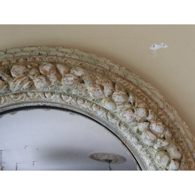 Vintage Carved Italian Convex Mirror For Sale - Image 4 of 4