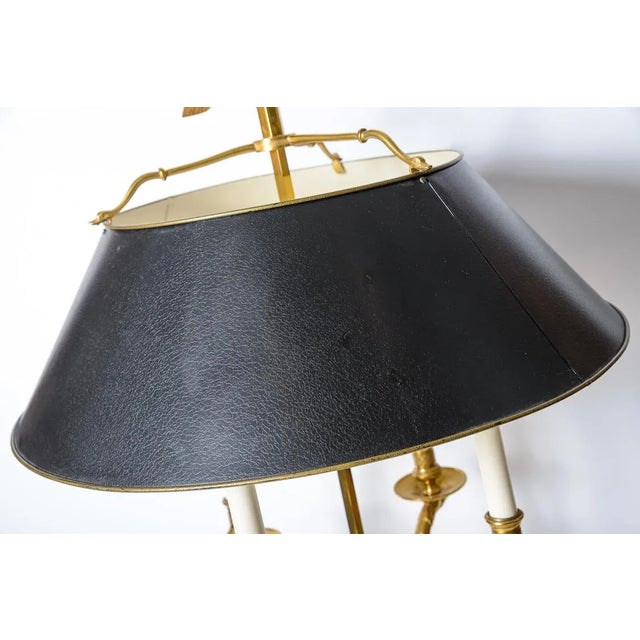 Metal French Large Bouillotte Lamp With Black Tole Shade, 1940s For Sale - Image 7 of 13