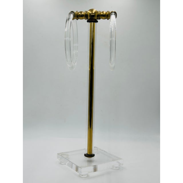 French Vintage Brass & Lucite Towel Rack For Sale - Image 3 of 5