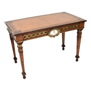 Antique French Inlaid Walnut Ormolu Mounted Desk, 1800s For Sale