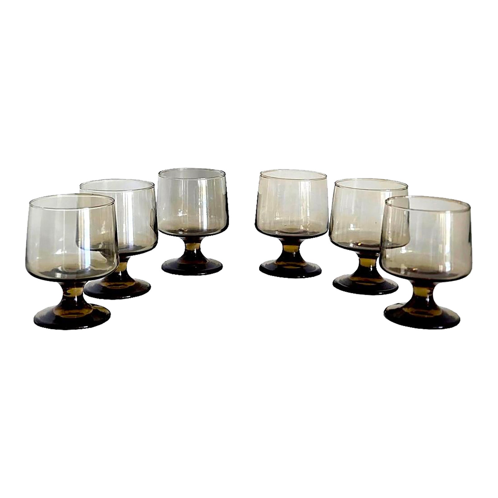 1970s Libbey Glass Tawny Accent on the Rocks Glasses, Set of 6 