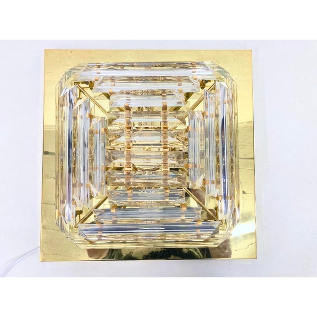 1 ceiling light from the 1970s/80s, 4-light, 1 x E14 socket. Gold-plated metal, glass rods with triangular profile. Good...