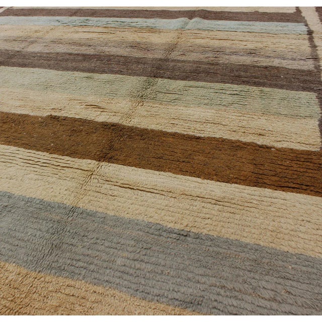 Textile Vintage Turkish Tulu Rug in Soft Neutrals, Cream, Cocoa, and Sky Blue For Sale - Image 7 of 9