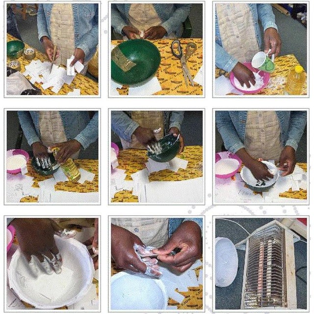 Round, papier mâché bowl handmade in South Africa by skilled artisans.
