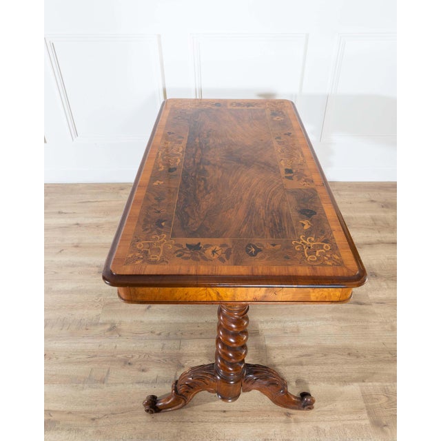 Lombardy Rectangular Table in Walnut and Precious Wood Marquetry, Italy, 19th Ce For Sale - Image 15 of 16