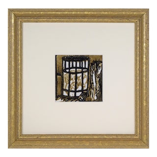 Vintage Expressionist Abstract Woodblock Print C. 20th Century For Sale