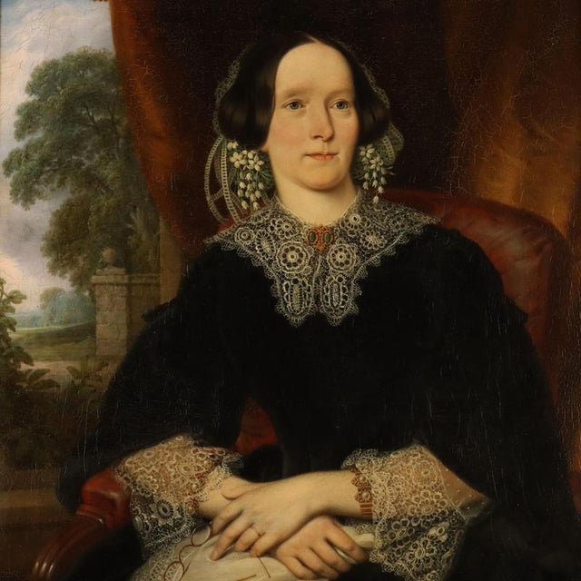 Portrait of a Lady, Oil on Canvas For Sale - Image 3 of 13
