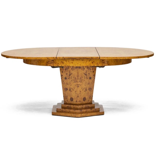 Biedermeier Biedermeyer Dining Table With One Leaf and Six Matching Dining Chairs With Blue Upholstery For Sale - Image 3 of 16