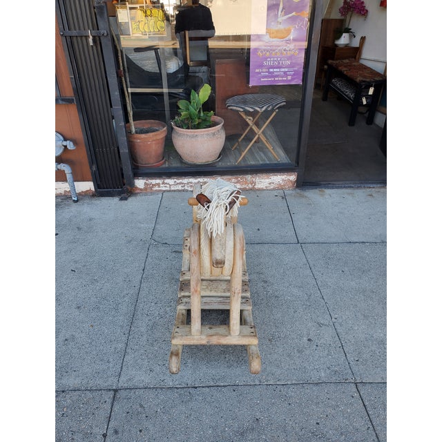 Wood Vintage Wooden Rocking Horse For Sale - Image 7 of 10
